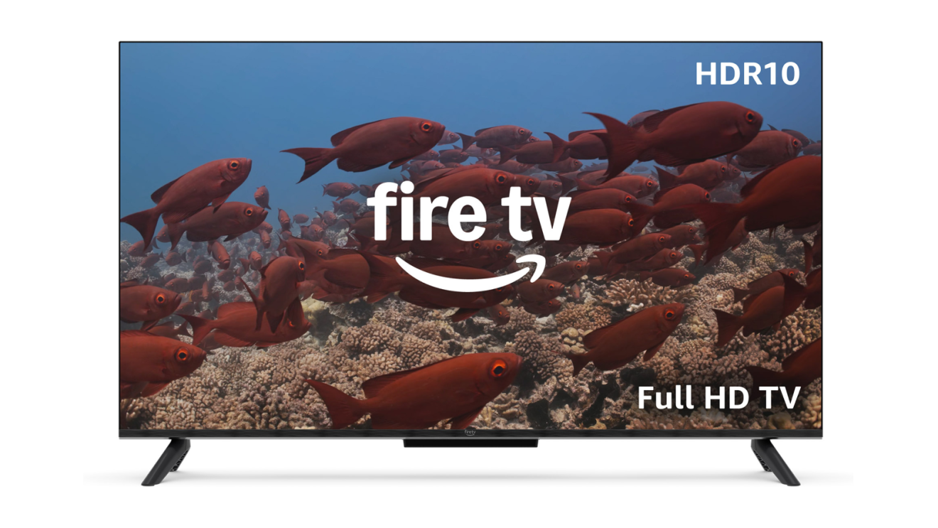 Amazon Fire TV HDR10 Full HD display showcasing underwater coral reef scene