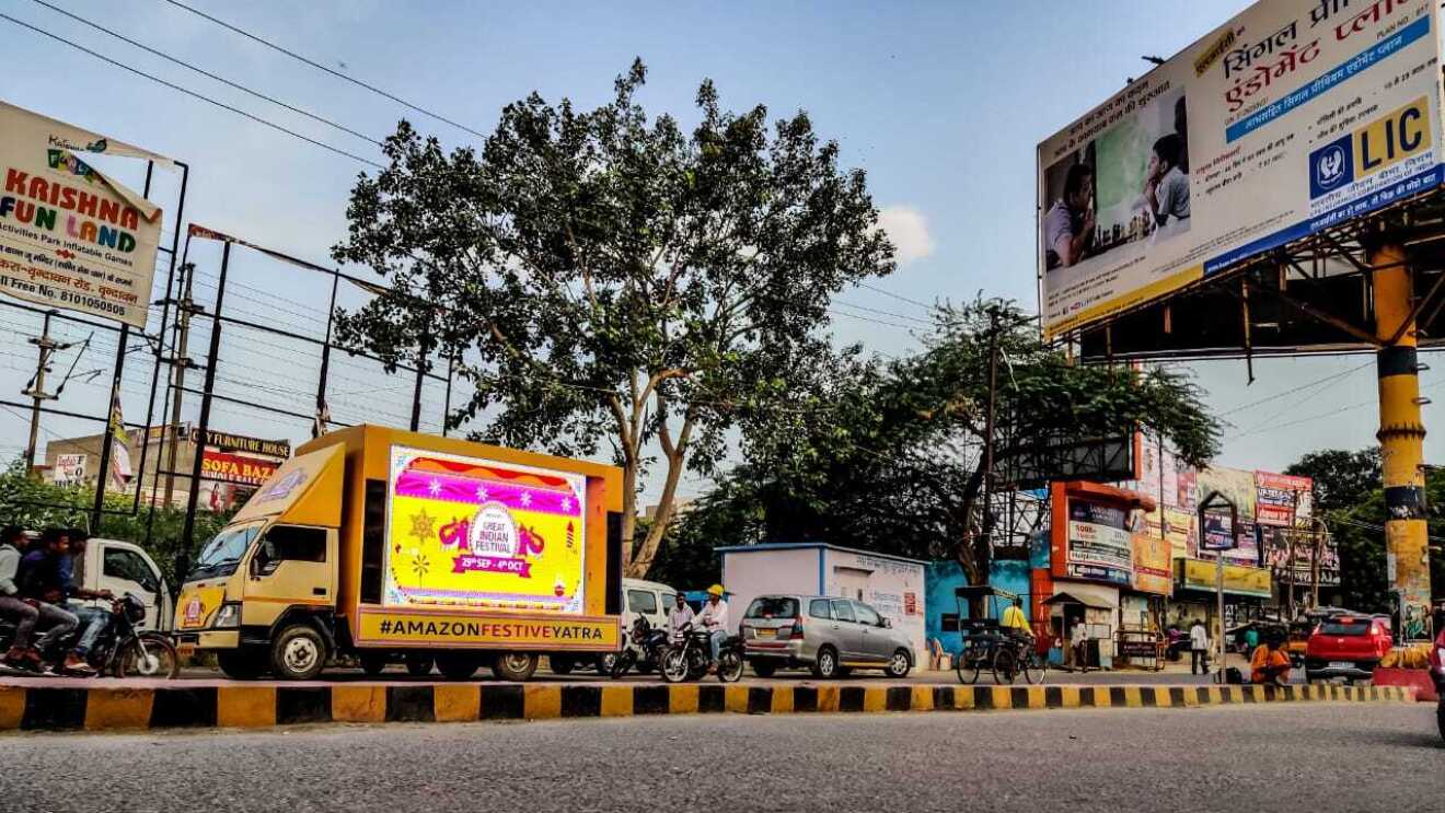 FEstive truck on the street in Mathura
