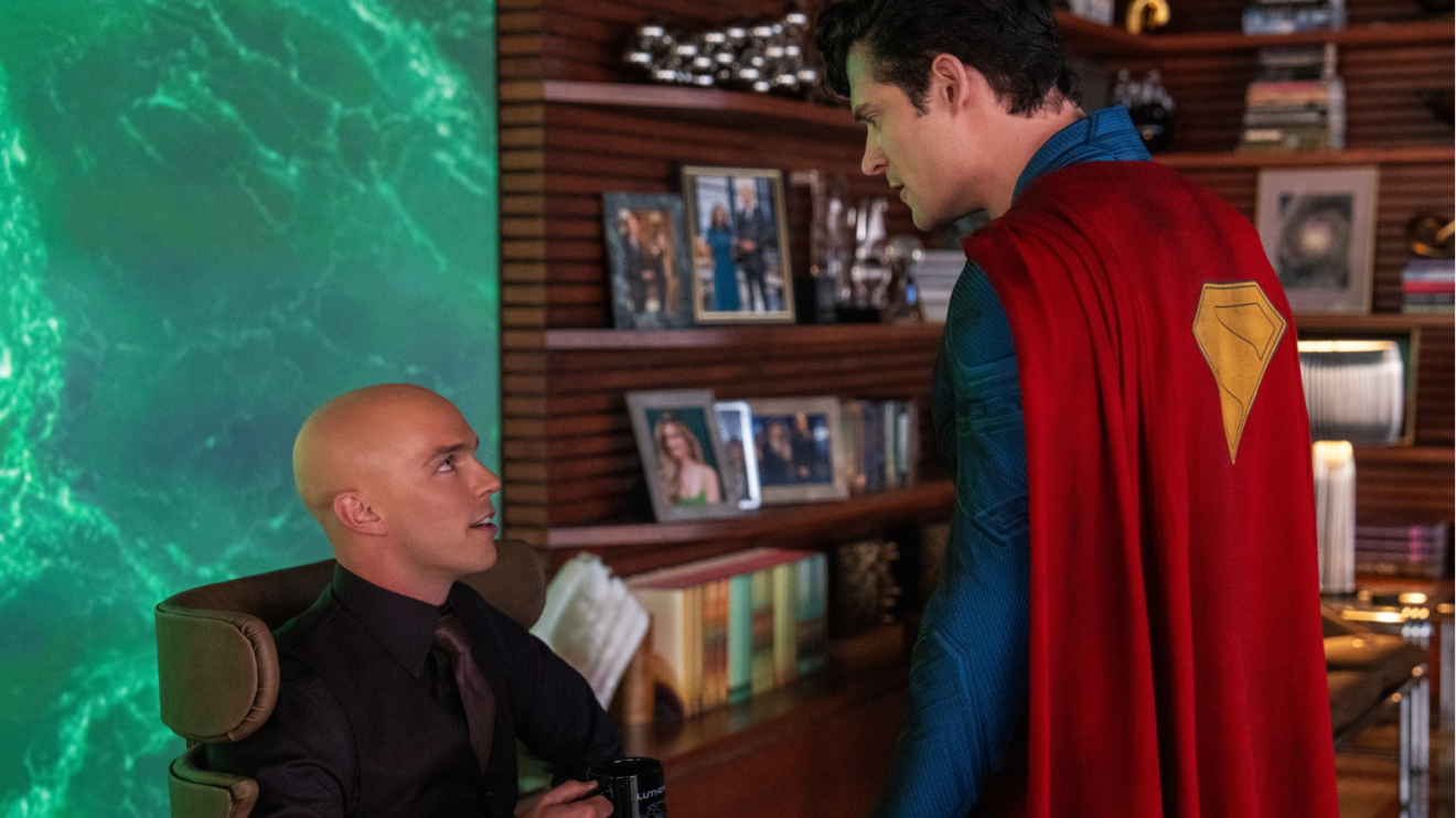 Superman faces Lex Luthor in office setting