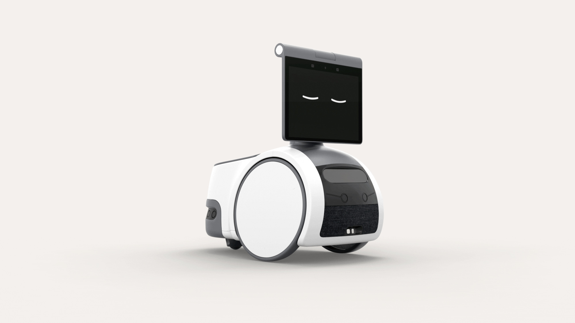 An Amazon Astro bot on a white background
