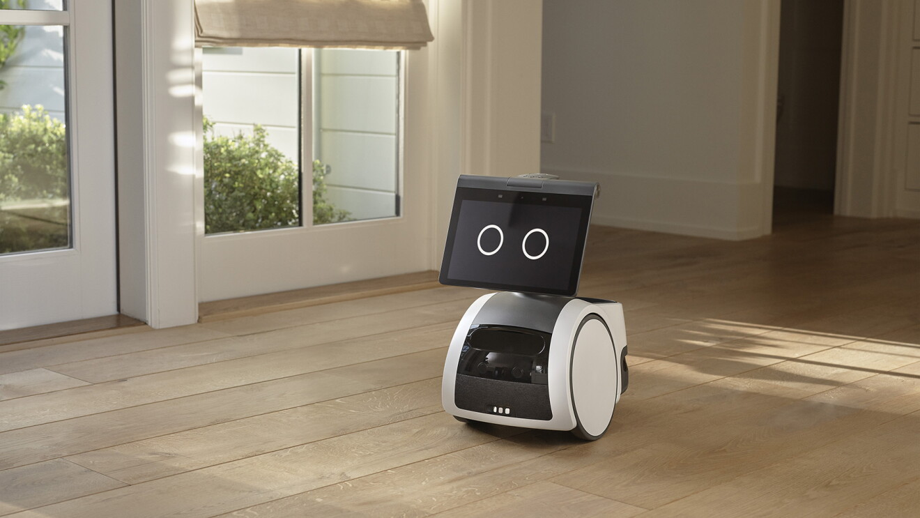 An Amazon Astro bot in a home setting