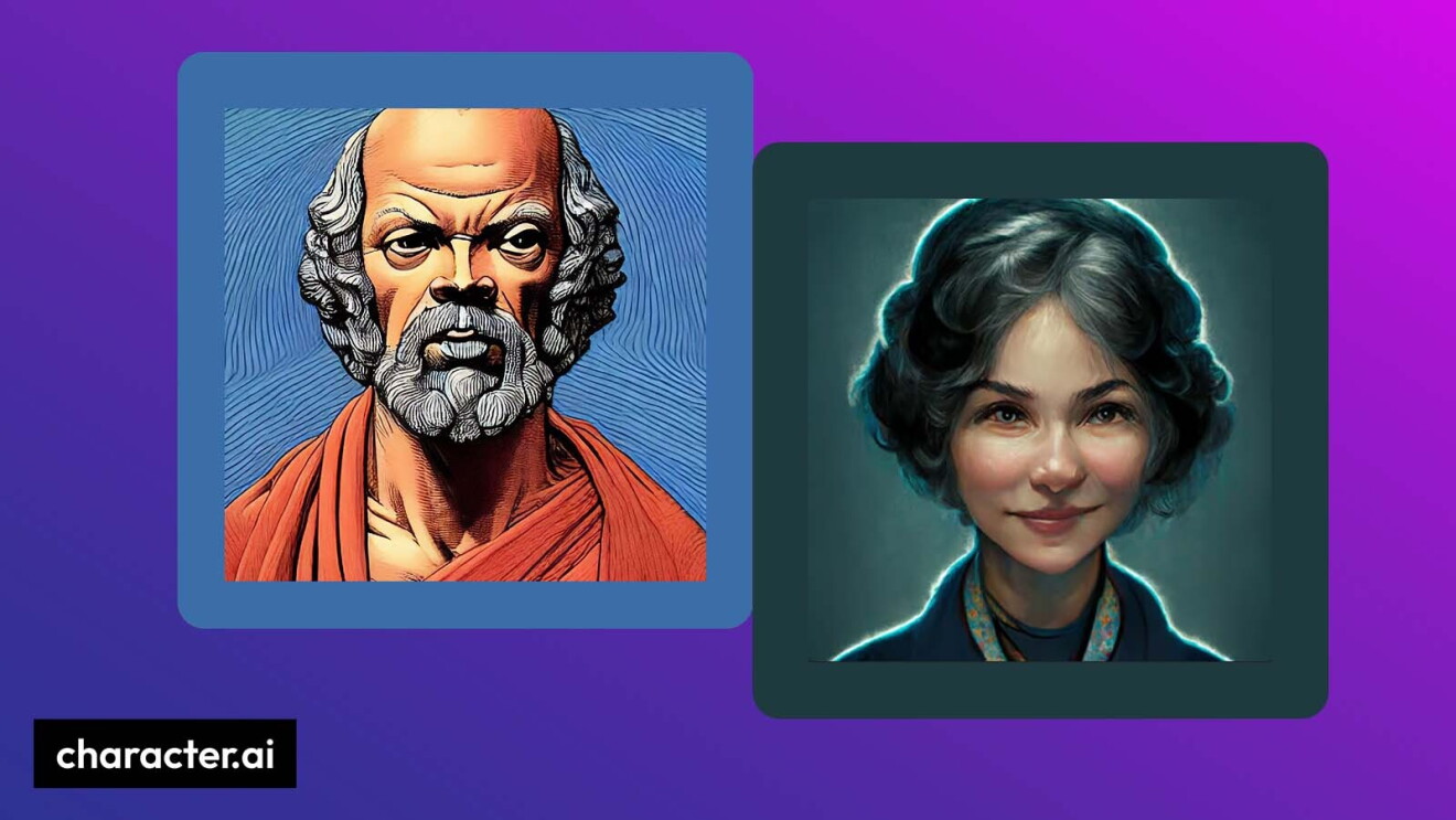 Una ilustración de dos cartas Character.ai.