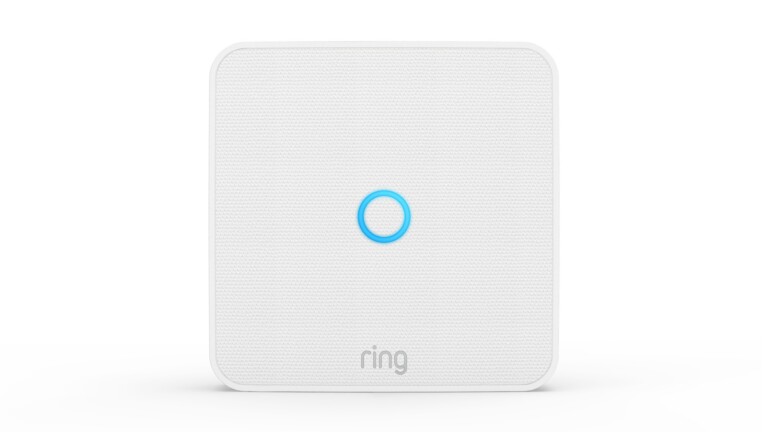 Ring smart home security video intercom with glowing blue circle