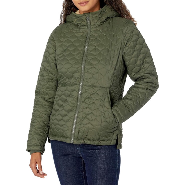 Women’s Lightweight Water-Resistant Sherpa-Lined Hooded Puffer