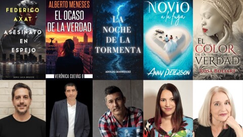 Montaje de las portadas y sus fotos de los Finalistas Premio Literario Kindle Storyteller 2025
