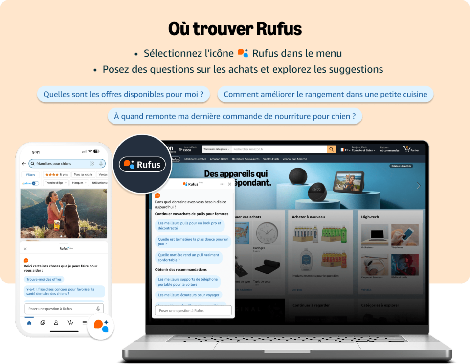 Comment trouver et utiliser Rufus sur le desktop du site Amazon