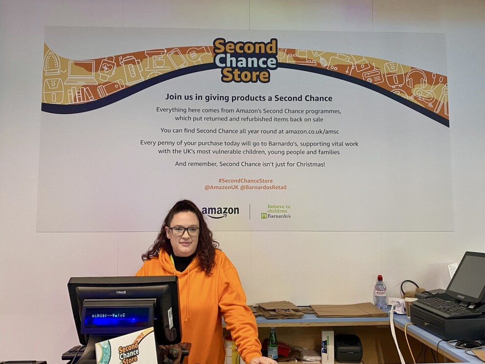 Kerry Bannerman at the till at the Amazon Second store