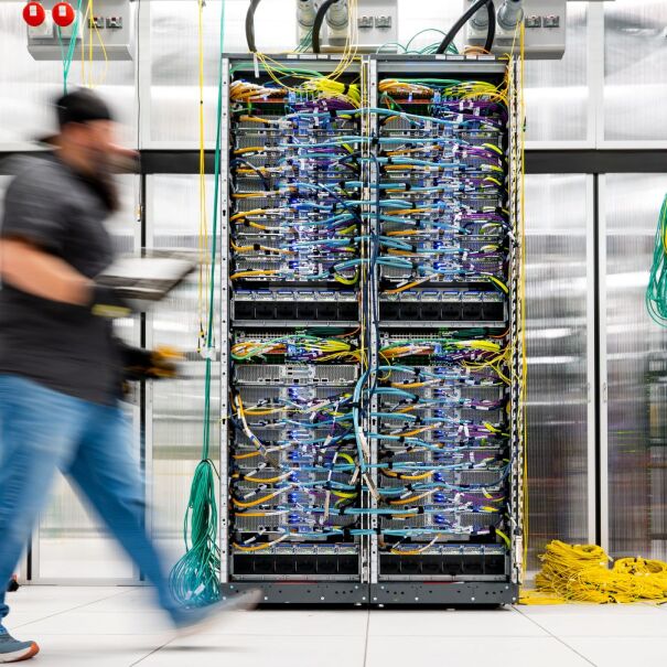 Man walking in data center