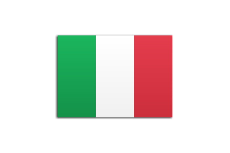 Flat flag of Italy on a white background