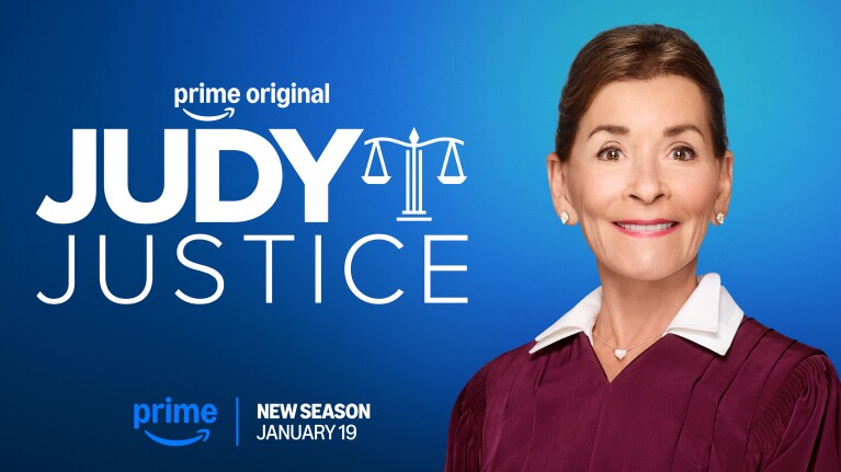 Promotional image for Prime Original series 'Judy Justice' with new season date of January 19