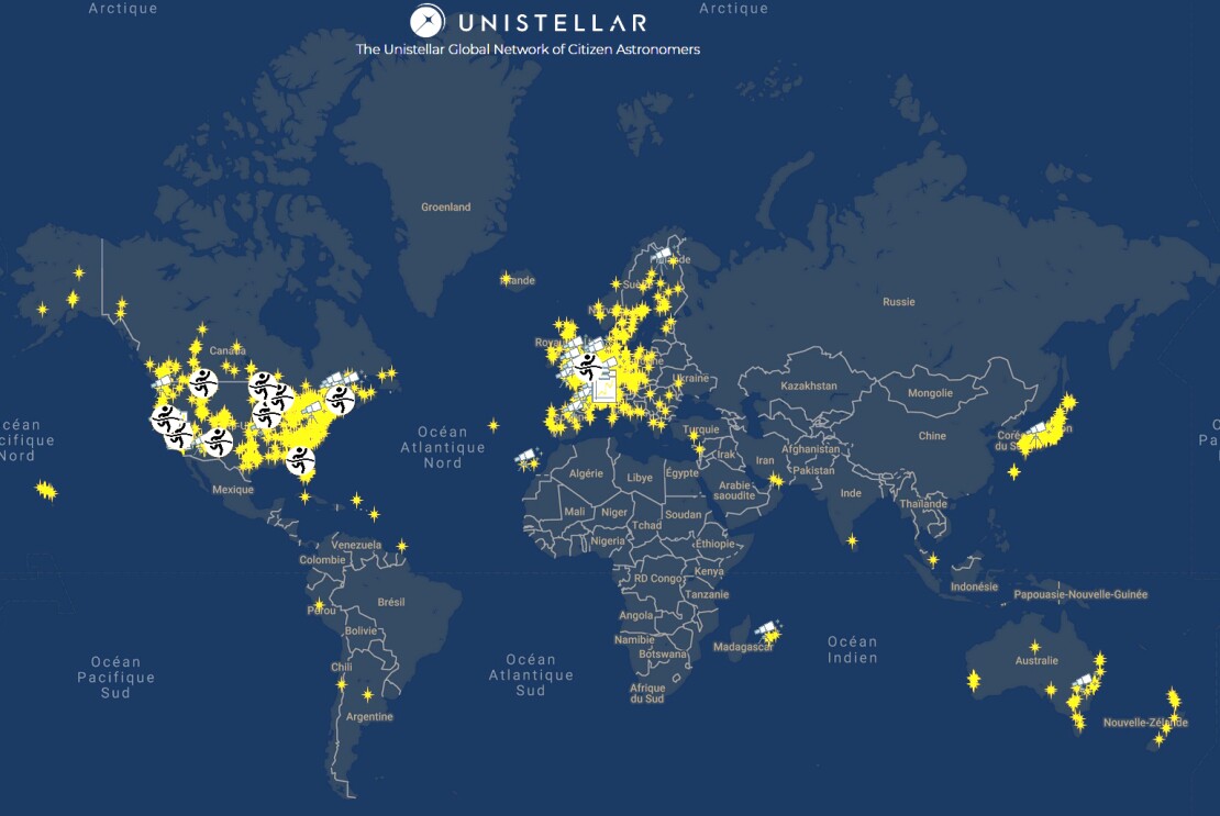 An illustrated image of a map showing lit up spots in various spots around the world.