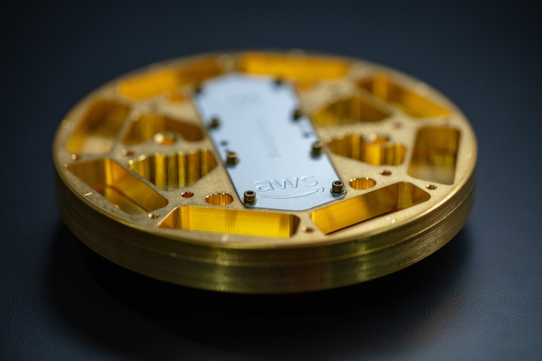 Photo of a microwave package which encloses the quantum processor.