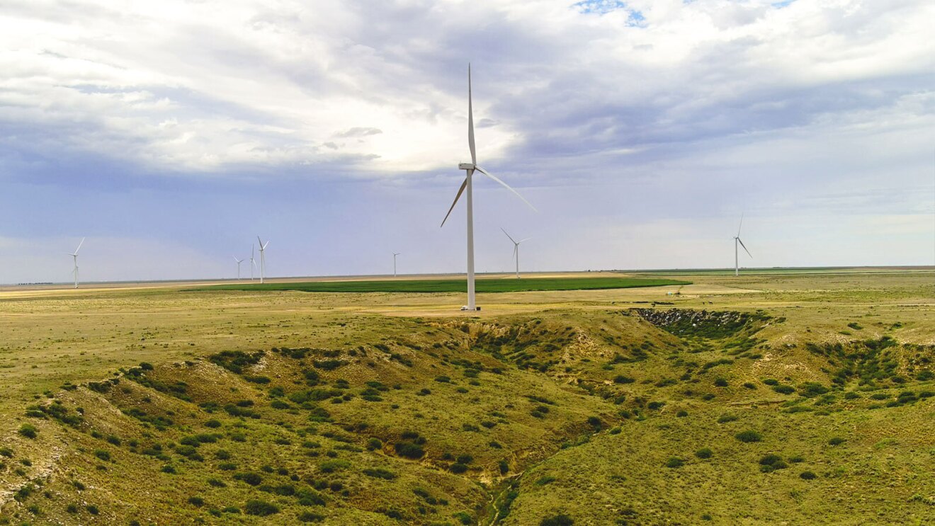 An image of a wind farm. 