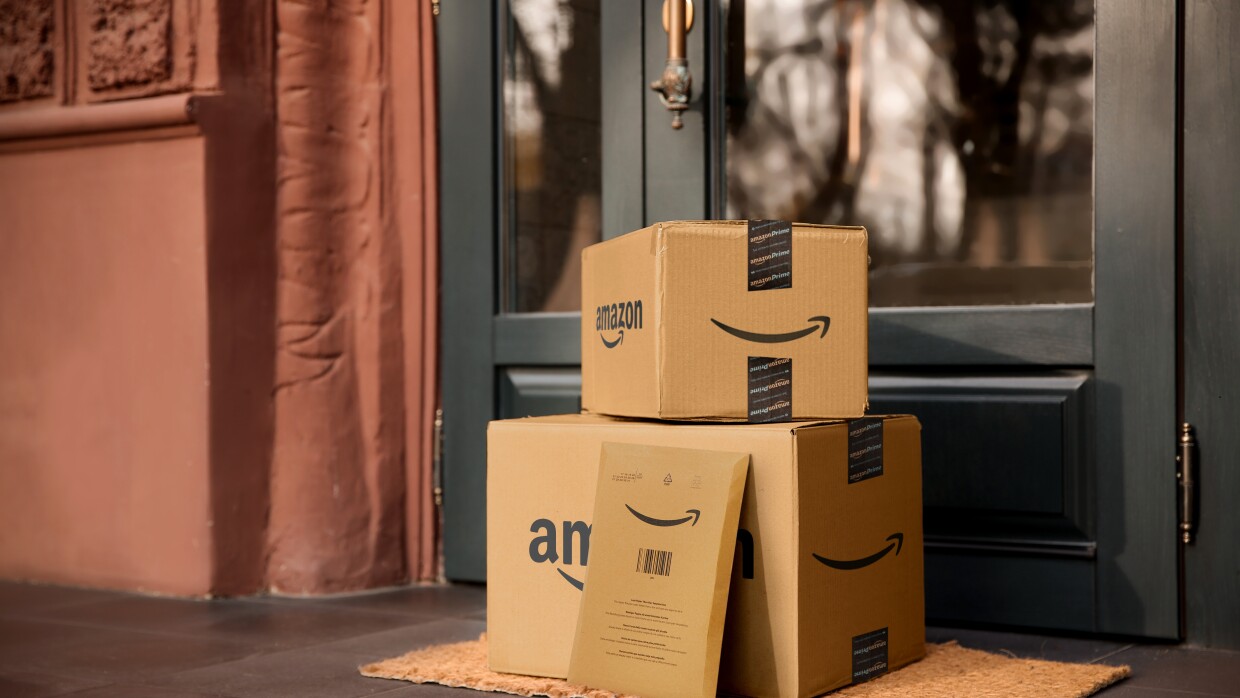 Delivered parcels on door mat