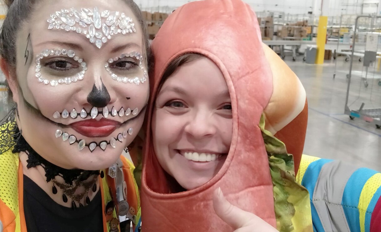 Christine Steller has fun working in an Amazon fulfillment center.