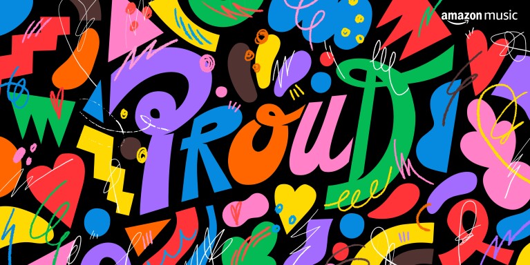 Colourful proud playlist banner in bright colours