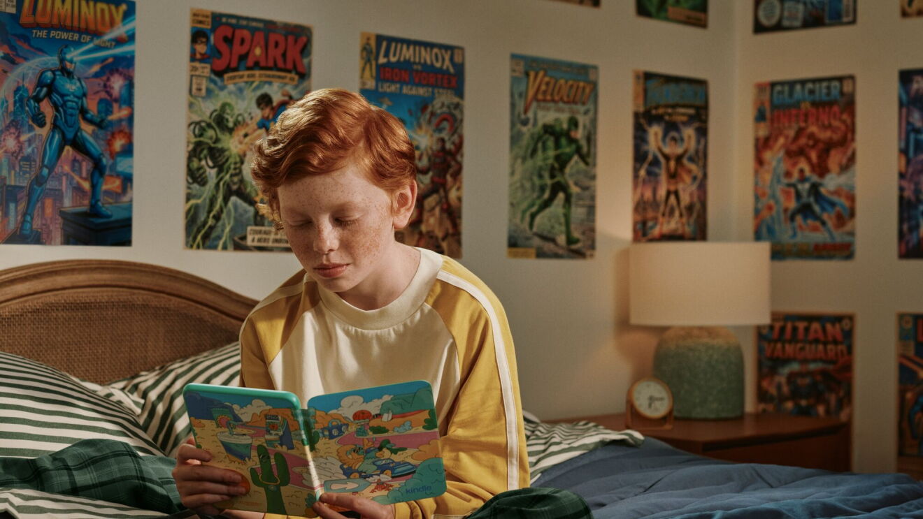 Child reading on his new Kids Kindle