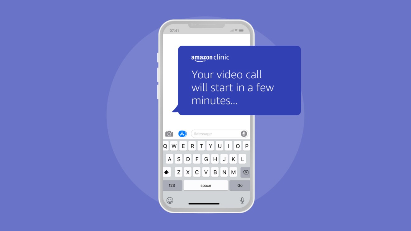 an illustration of a phone screen with a text message popout that says your video call will start in a few minutes