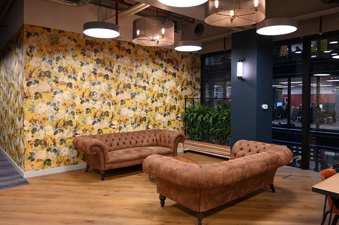 Fun and quirky wallpapers are peppered throughout the office.