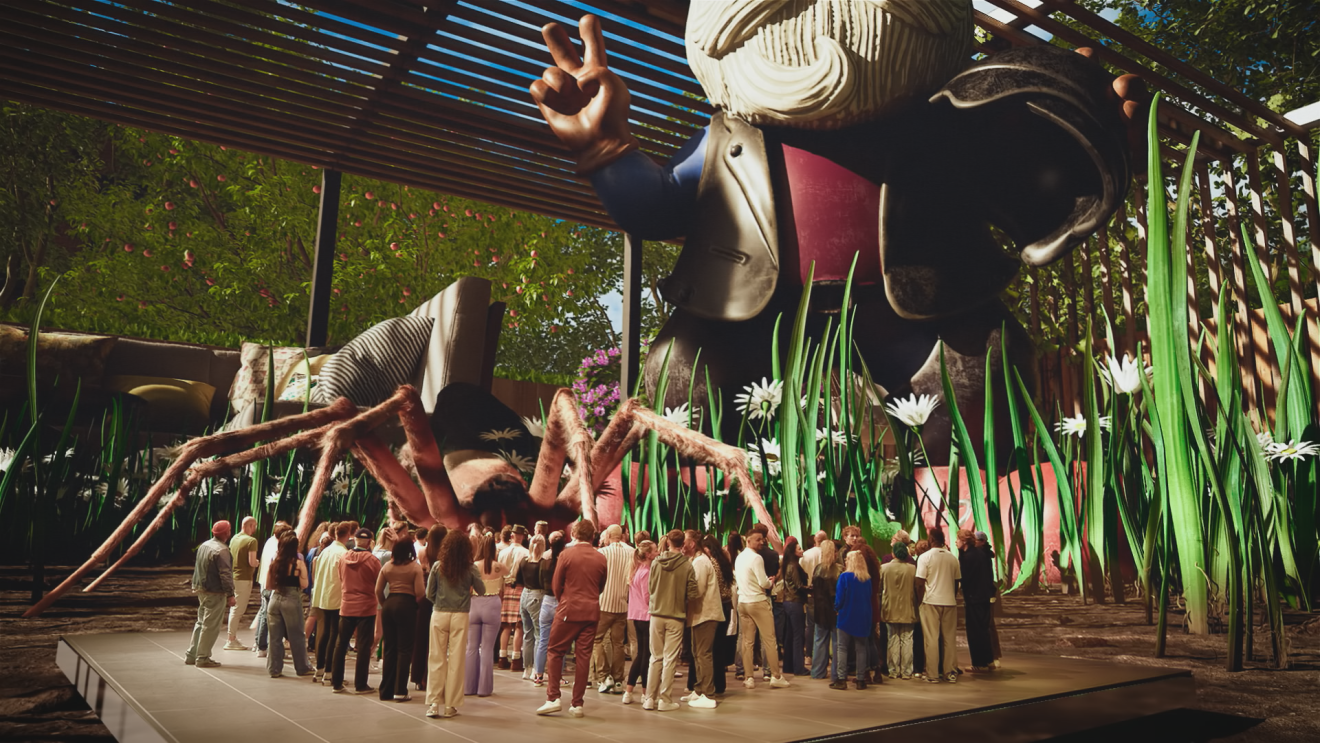 Kandidaten und Kandidatinnen stehen im Magic Cube