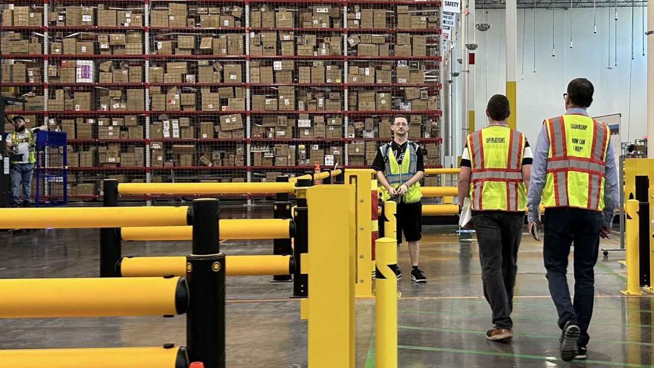 Amazon Stores CEO Doug Herrington visits an Amazon fulfillment center