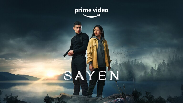 Image of two characters from Sayen standing front and center.