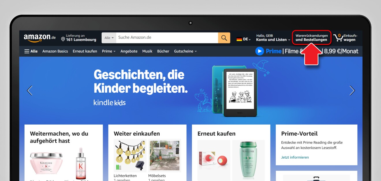 Ein Screenshot die aufweist, wie man eine Bestellung storniert.