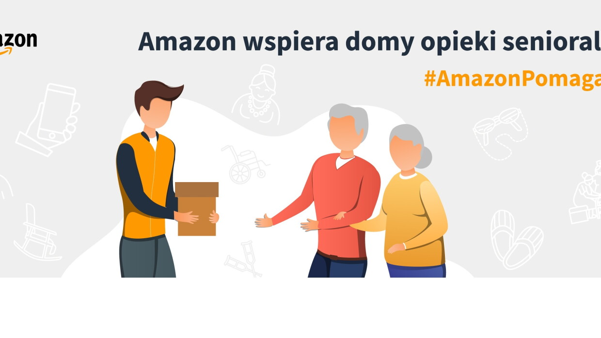Amazon associate delivers a package to an elder couple