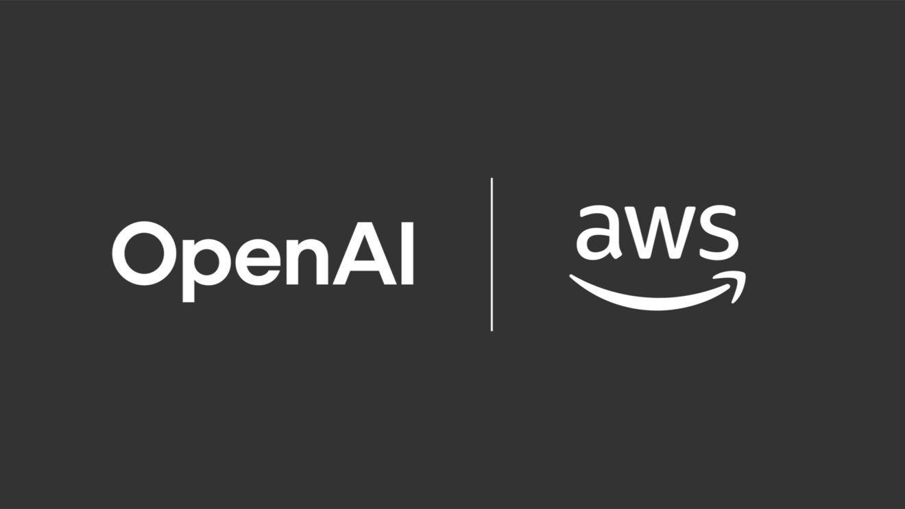 OpenAI logo (left) and AWS logo (right)