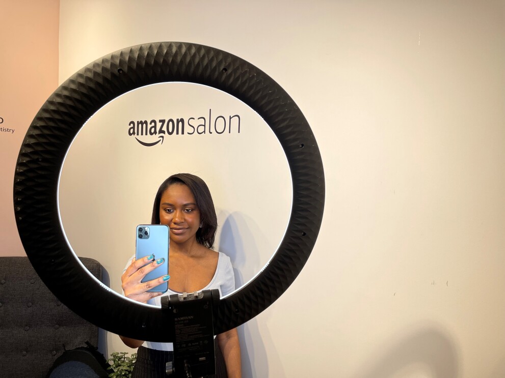 Selfie with a ring light in Amazon Salon