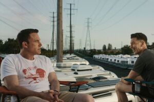 Ben Affleck and Jon Bernthal on set of the movie, The Accountant 2.