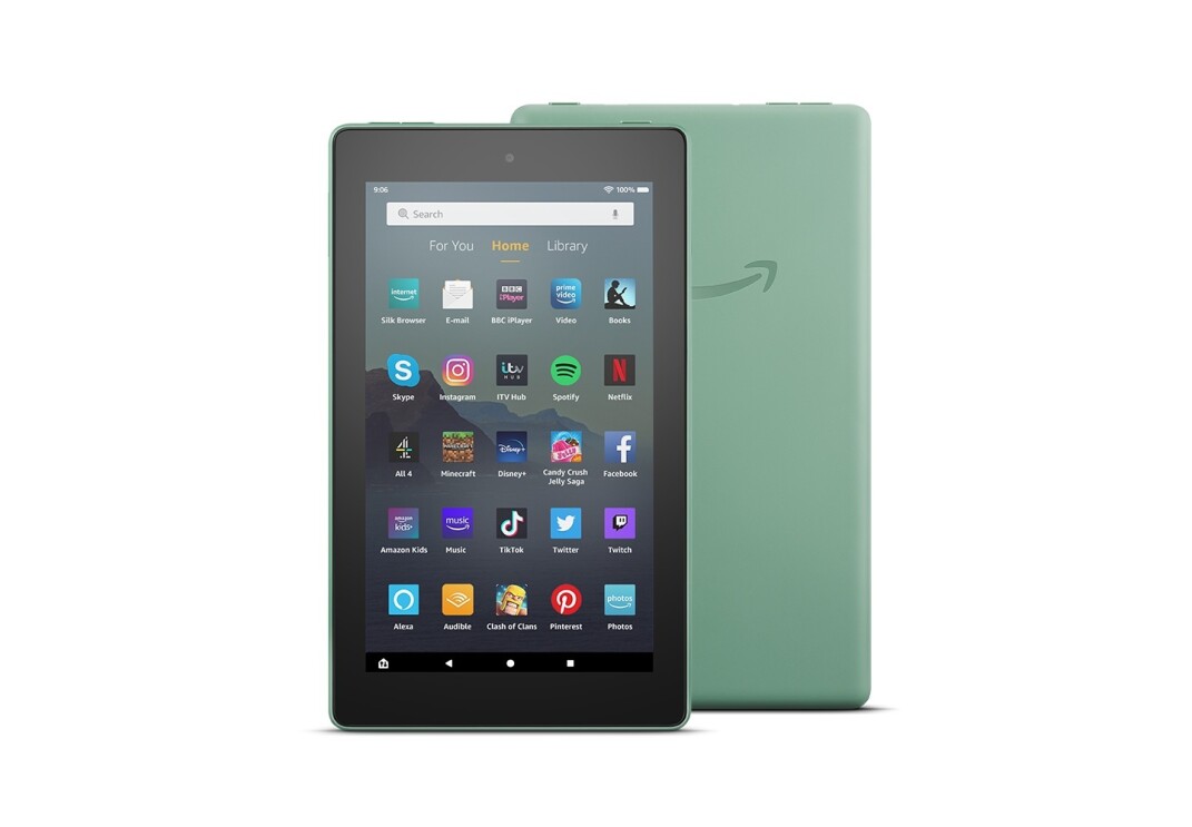Product shot of an Amazon Kindle Fire.