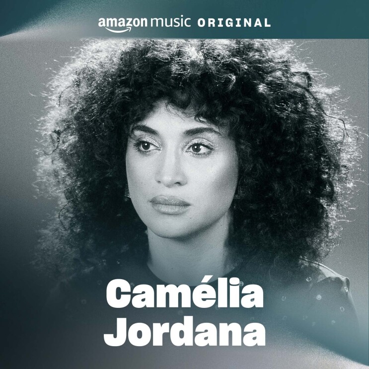 The cover art for Caameilia Jordana's song. It features a black-and-white portrait of her with a soft expression looking off into the distance to her right behind the camera.