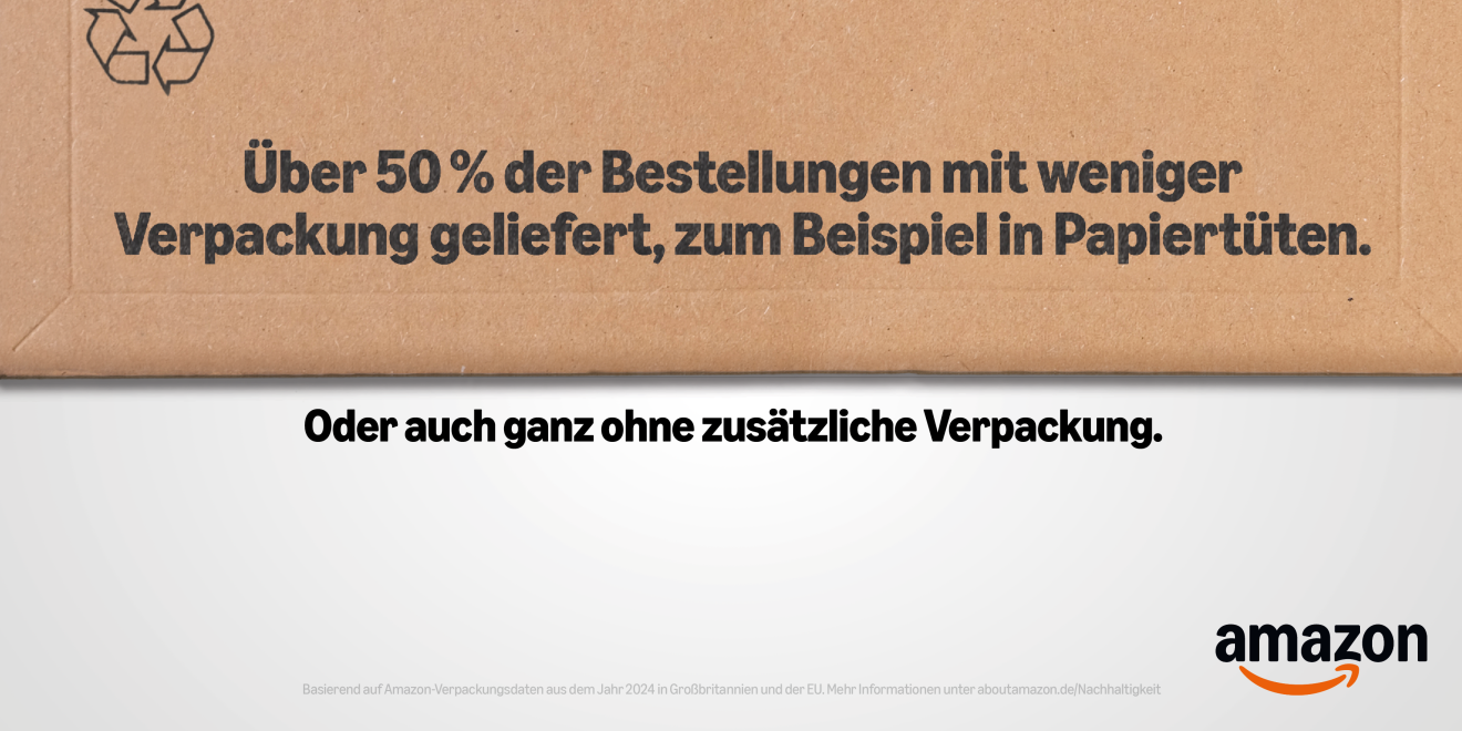 Amazon-Werbung für reduzierte Verpackungen