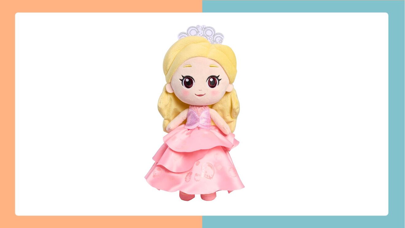 Cute plush Glinda doll with blonde hair and pink dress