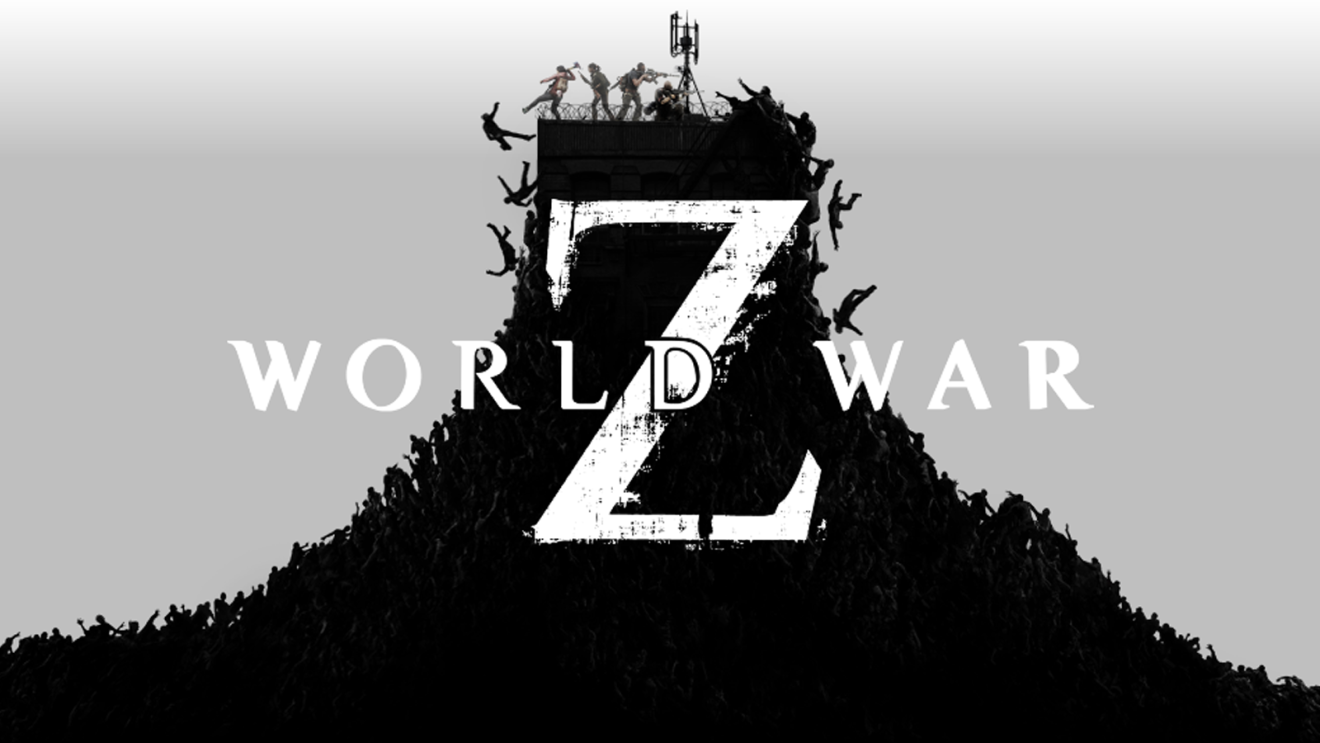 World War Z logo with silhouettes of zombies climbing large Z