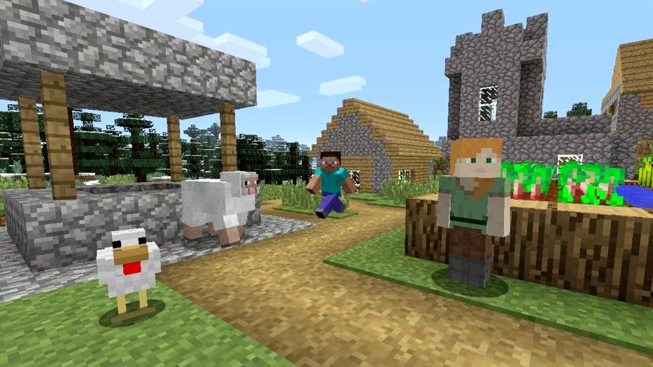 A scene from the video game Minecraft