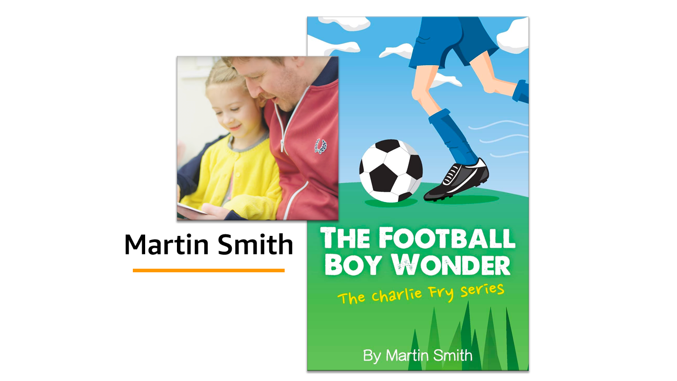 Martin Smith and his daughter, next to his book The Football Boy Wonder
