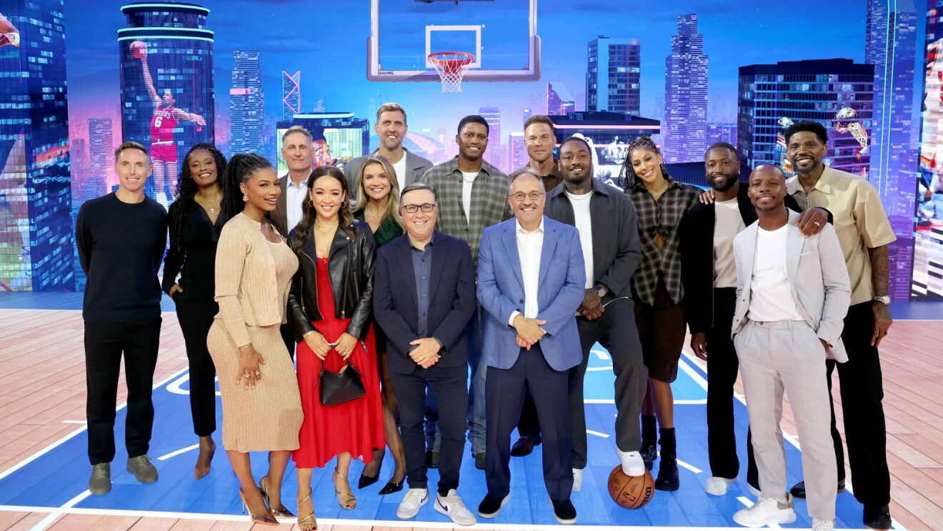 NBA on Prime's broadcast team in the NBA on Prime Studio in Culver City, California.