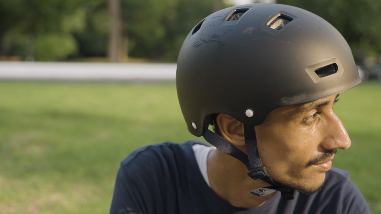 Man with a helmet