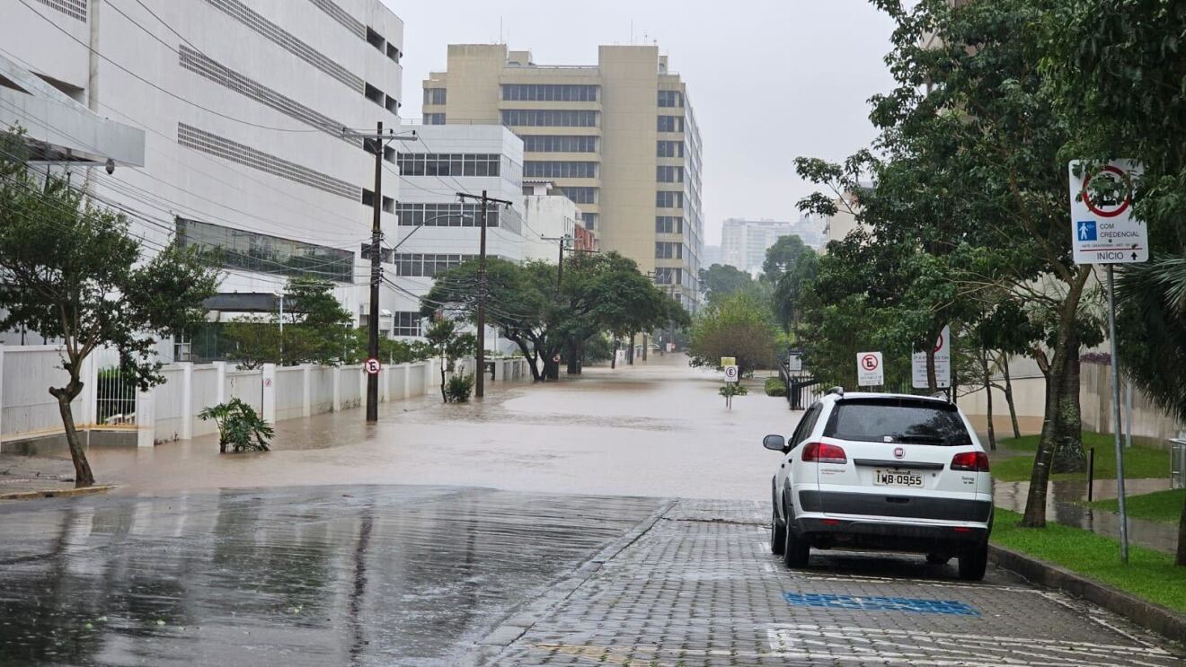 A city street in Brazil that is flooded.