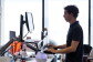 Man working on his computer at a standing desk 