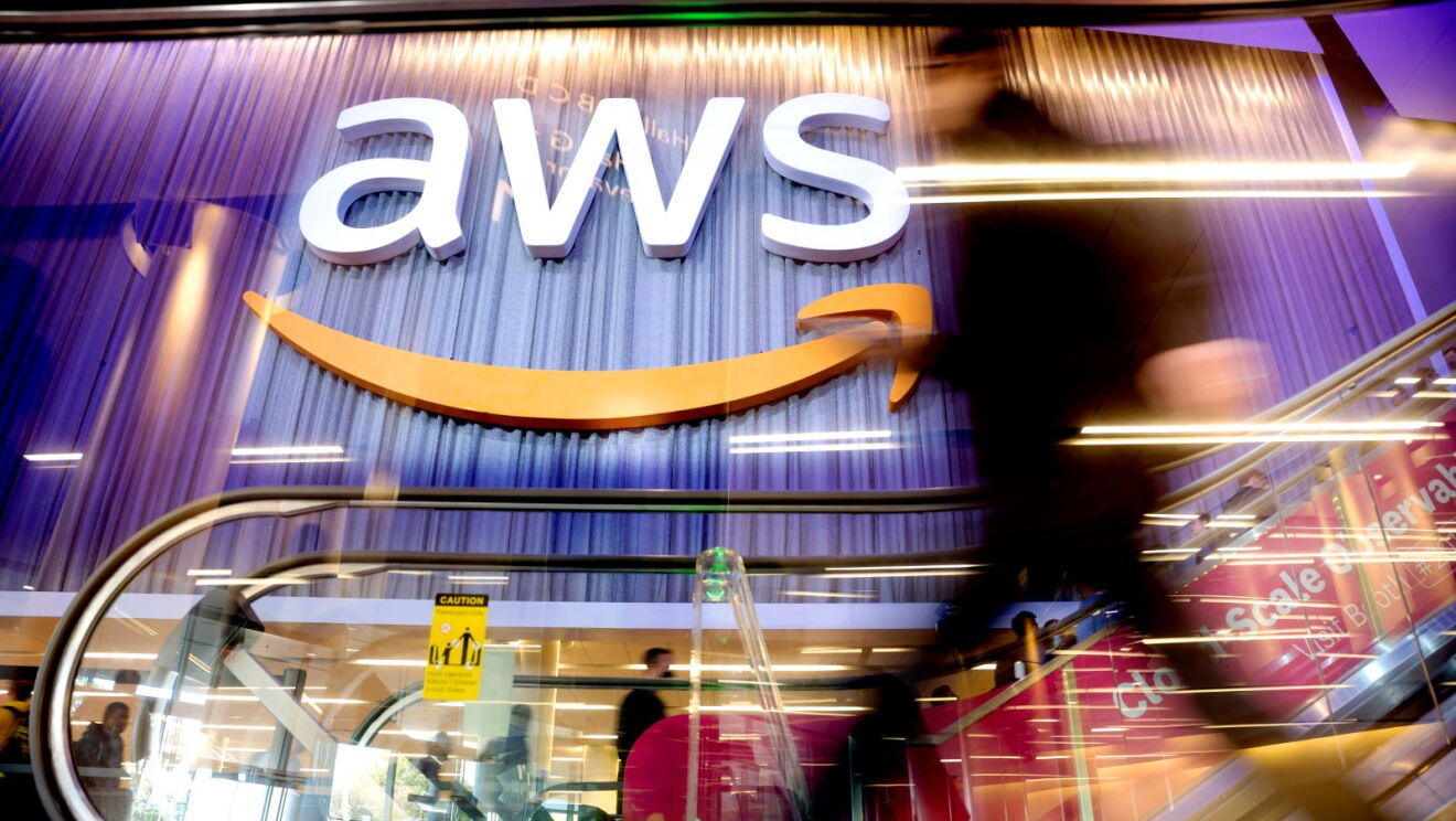 AWS logo in a busy street