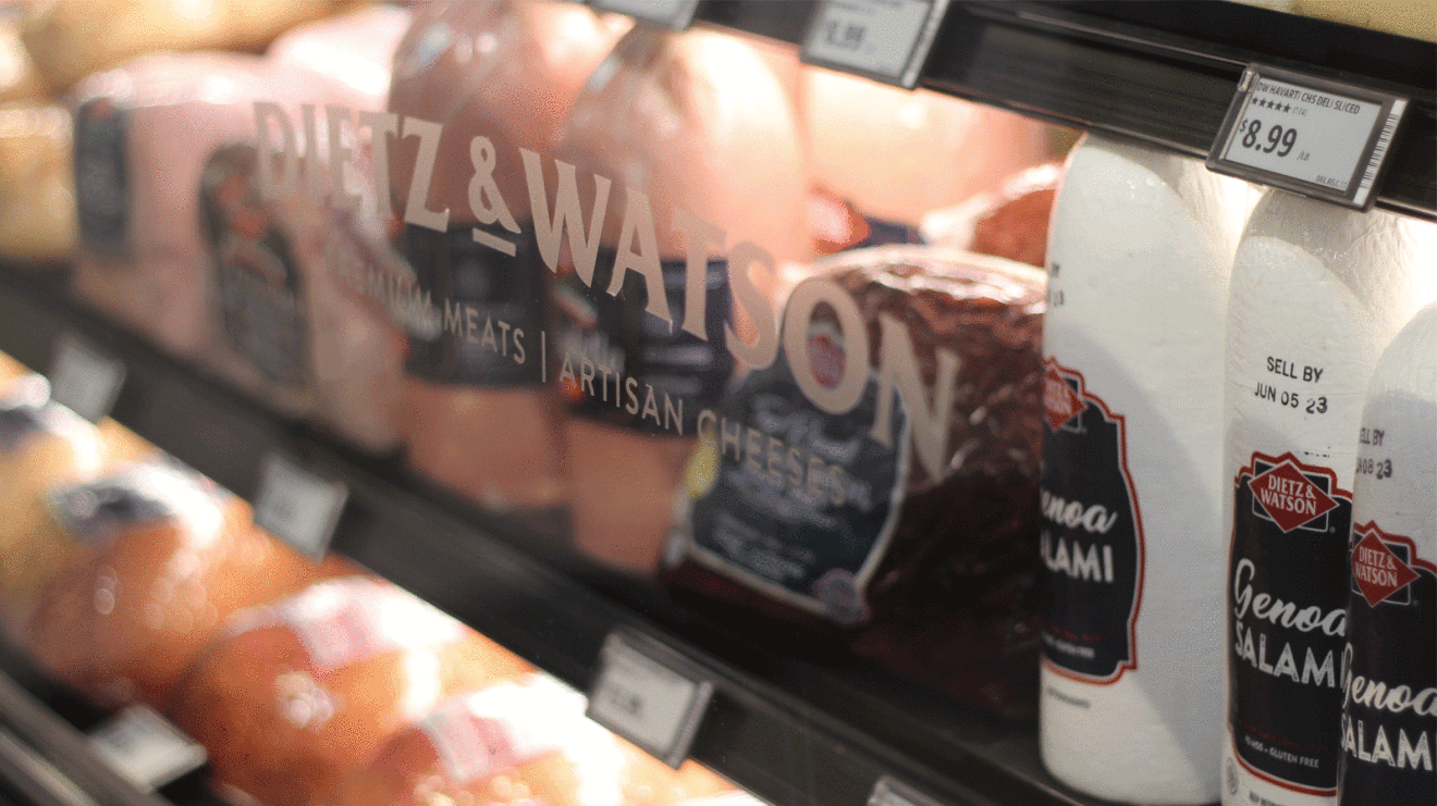 An image of a case of deli meats at an Amazon Fresh store