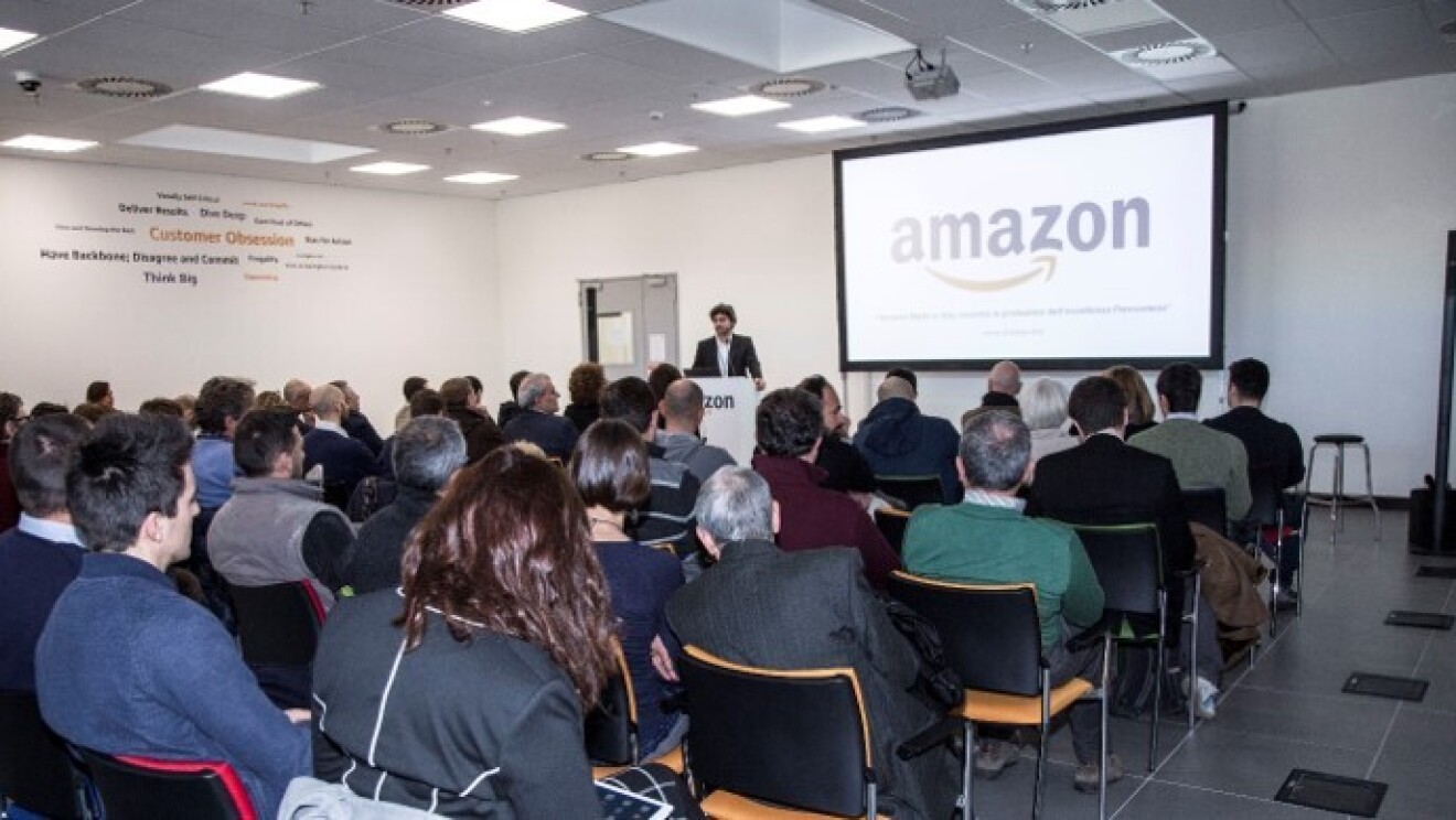 Francesco Semeraro, Made in Italy, Amazon Manager speaking at Amazon Academy in Italy.