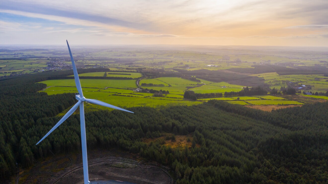 esk wind turbine and sunset