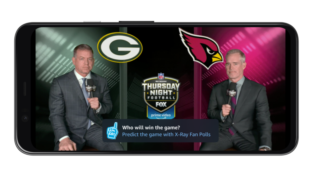 A screenshot of the new polling feature for NFL games on Prime Video.