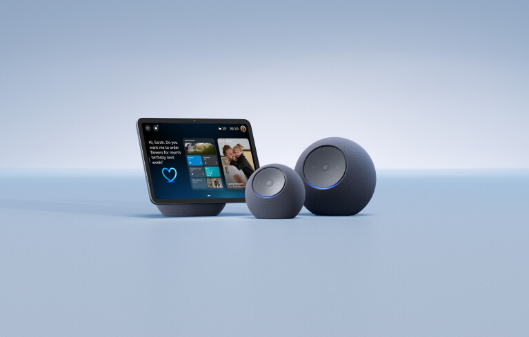 Amazon Devices against a light blue background