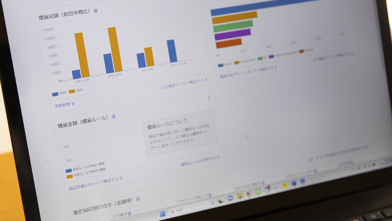パソコン画面にグラフが表示されている