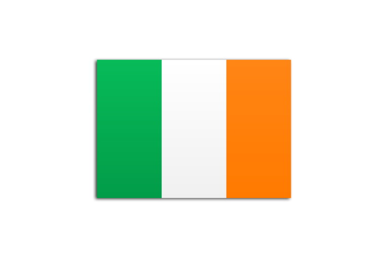 Flat flag of Ireland on white background